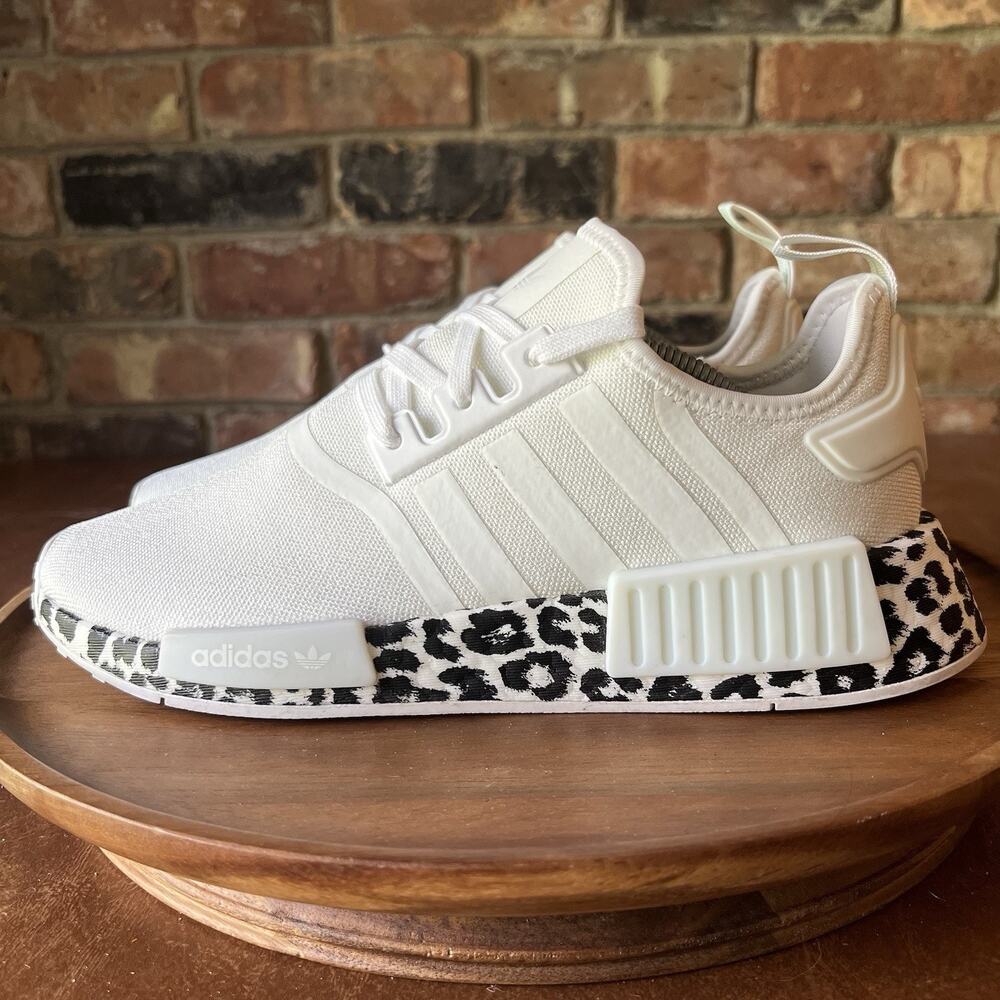 Adidas NMD_R1 White Black Leopard Print Women's Size 8 Shoes Sneakers GZ1623